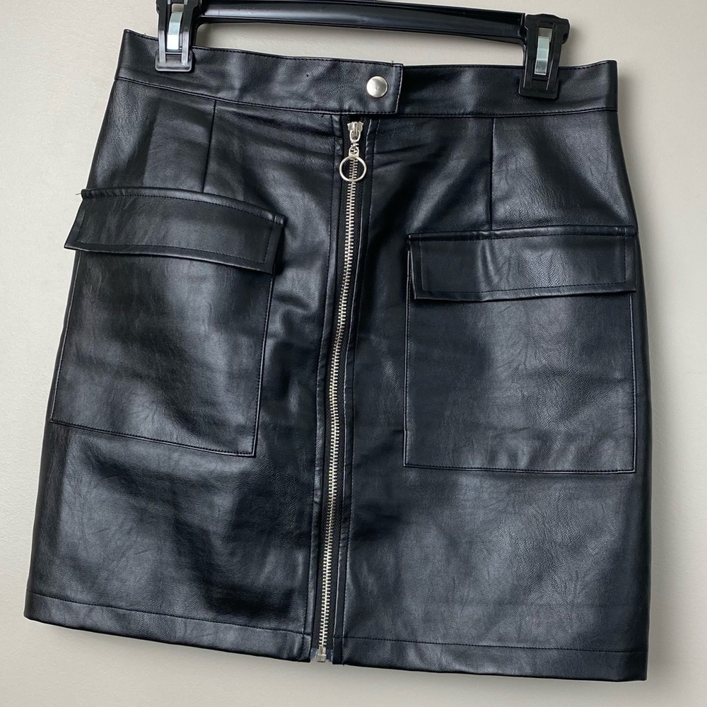 NAANAA Black PU Utility Mini Skirt. Size 10 - like New!!